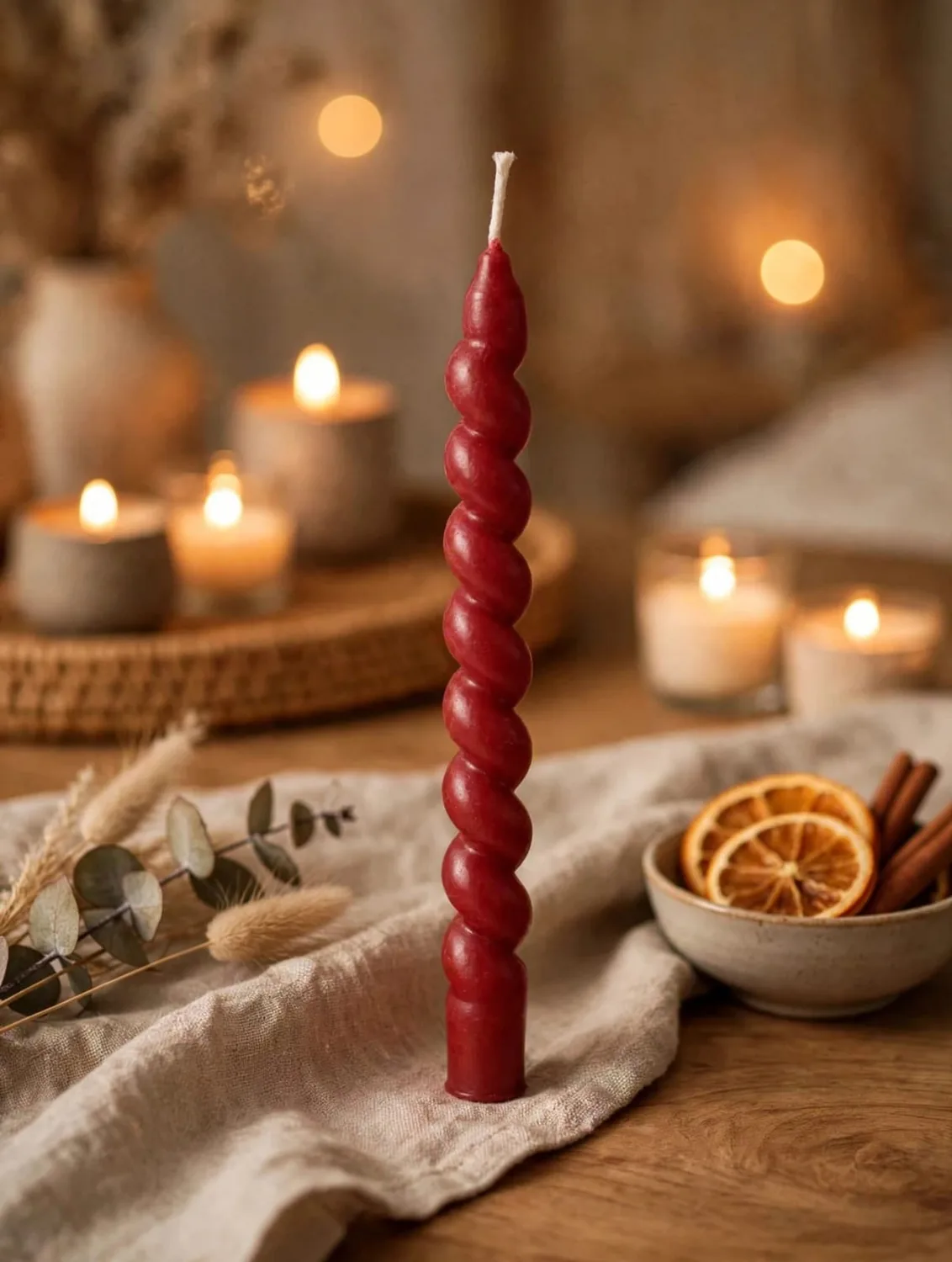 Floral candles in festive decoration